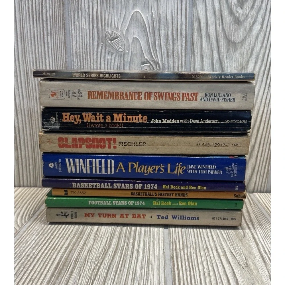 Vintage Sports Book Lot 9 Paperback Baseball Basketball Football John Madden Ted